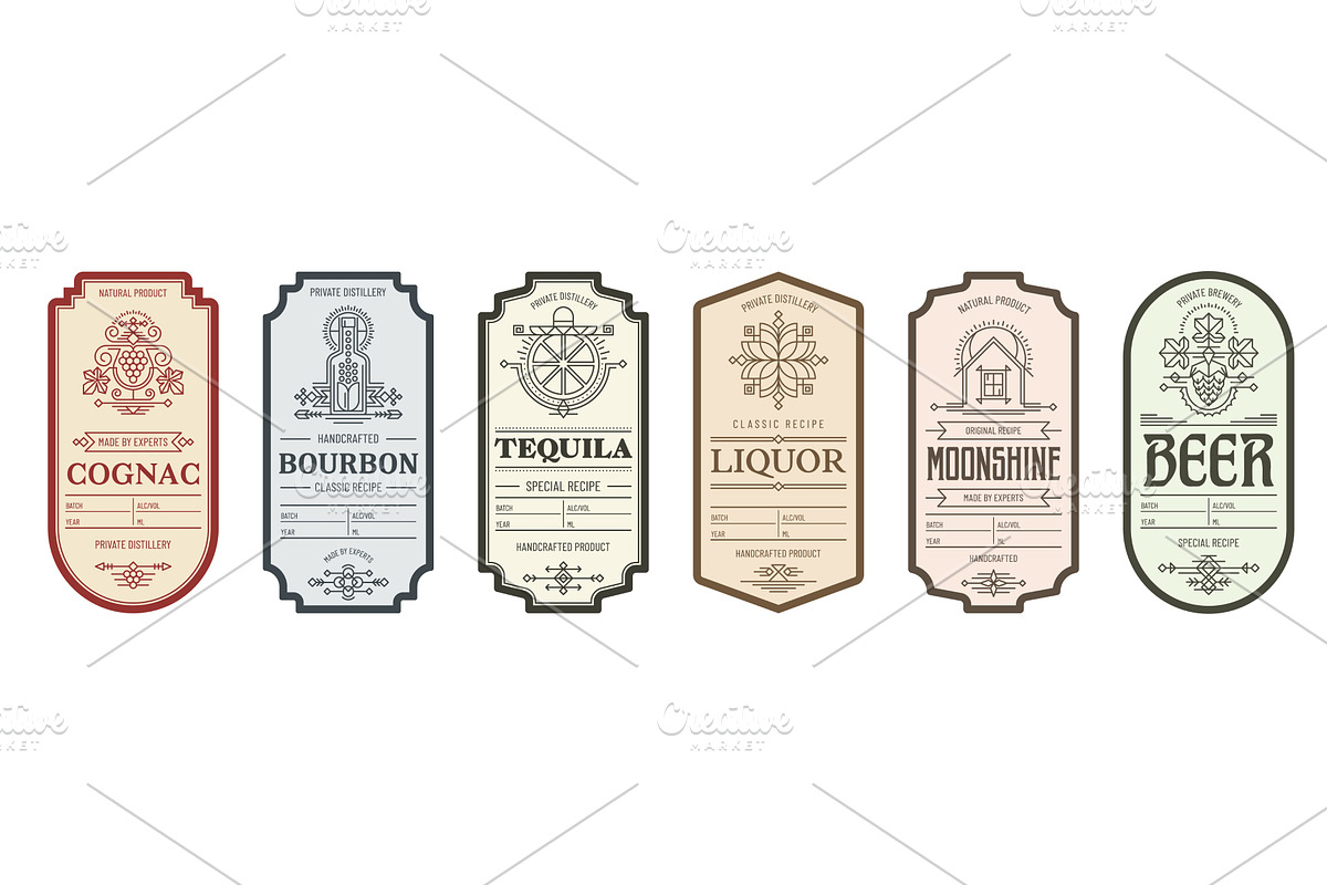 Alcohol label templates, a Decorative Illustration by Vector Tradition