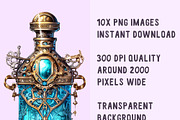 Steampunk potion bottles - Blue, an Object Illustration by YesFoxy (Thumbnail 2 of 5)
