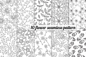 10 flower seamless pattern