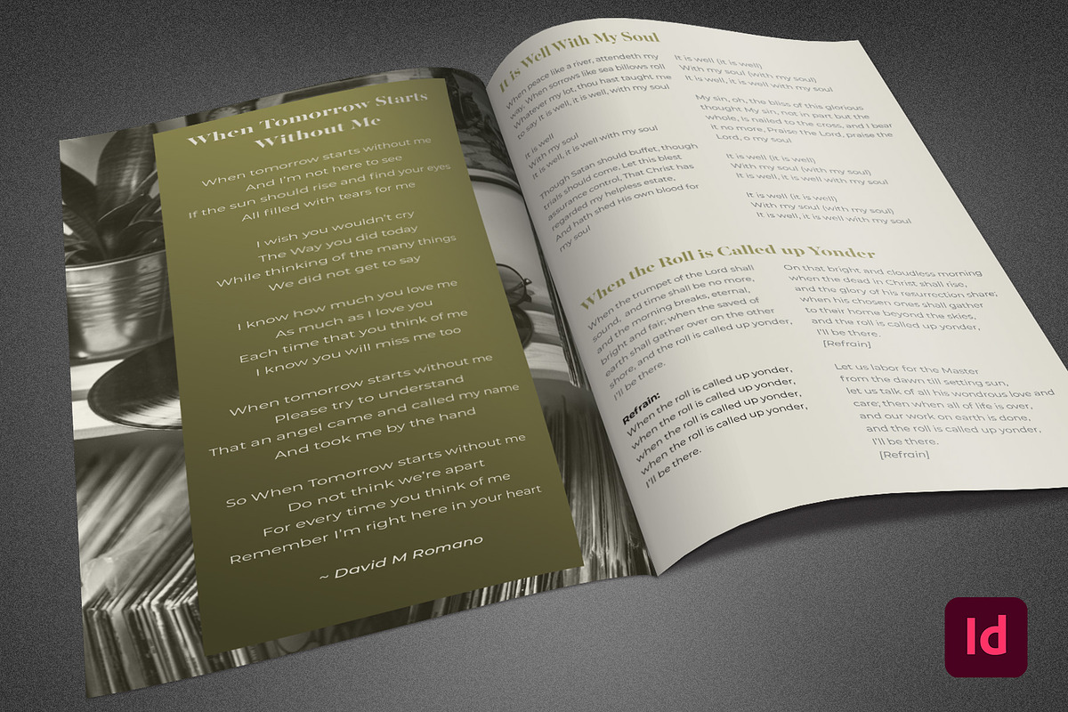 Green Vinyl Funeral Program Template, a Brochure Template by loswl (Photo 5 of 7)
