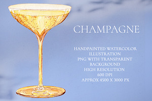 Champagne Watercolor Cocktail