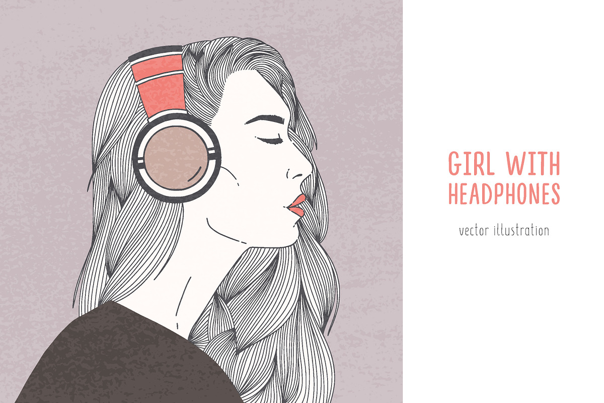 Girl listens to music in headphones, a Person Illustration by Good Studio (Photo 1 of 5)
