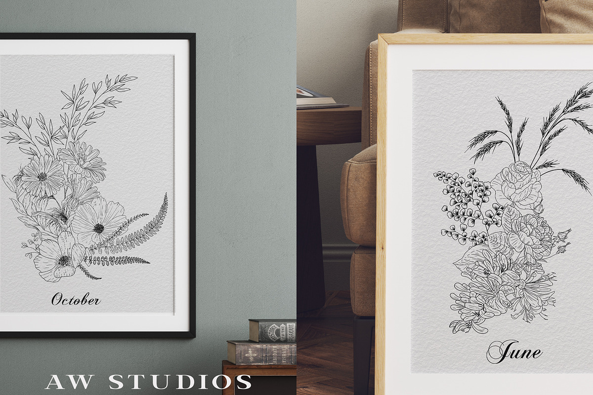 Birth Month Flowers SVG - PNG, a Decorative Illustration by AW Studios (Photo 10 of 11)