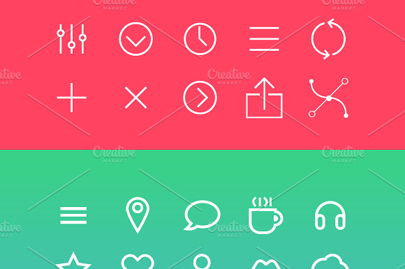 Modern vector Icons set in flat preview 3