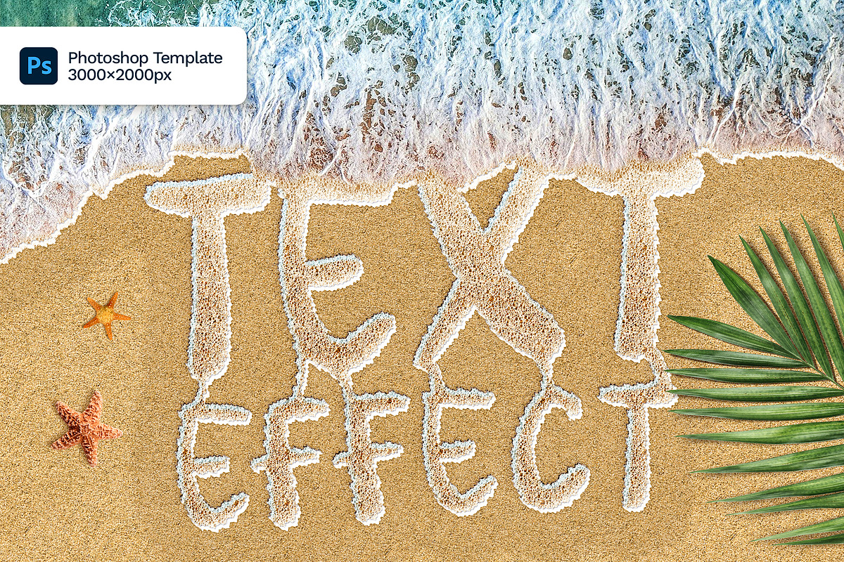 Sea Foam Text on Sand Photoshop Temp, a Layer Style Add-On by Andrew Skoch Design (Photo 5 of 6)