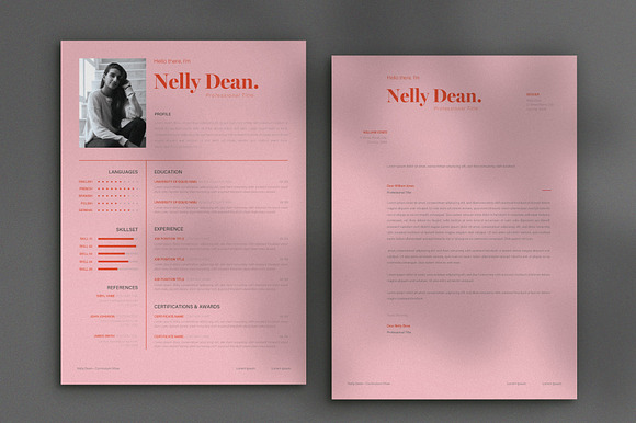 Pink Red Resume With Cover Letter preview 2