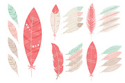 Mint & Coral Feathers Clipart, an Illustration by Amanda Ilkov (Thumbnail 3 of 4)