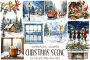 Christmas Scene Clipart, an Illustration by OK Design (Thumbnail 1 of 5)