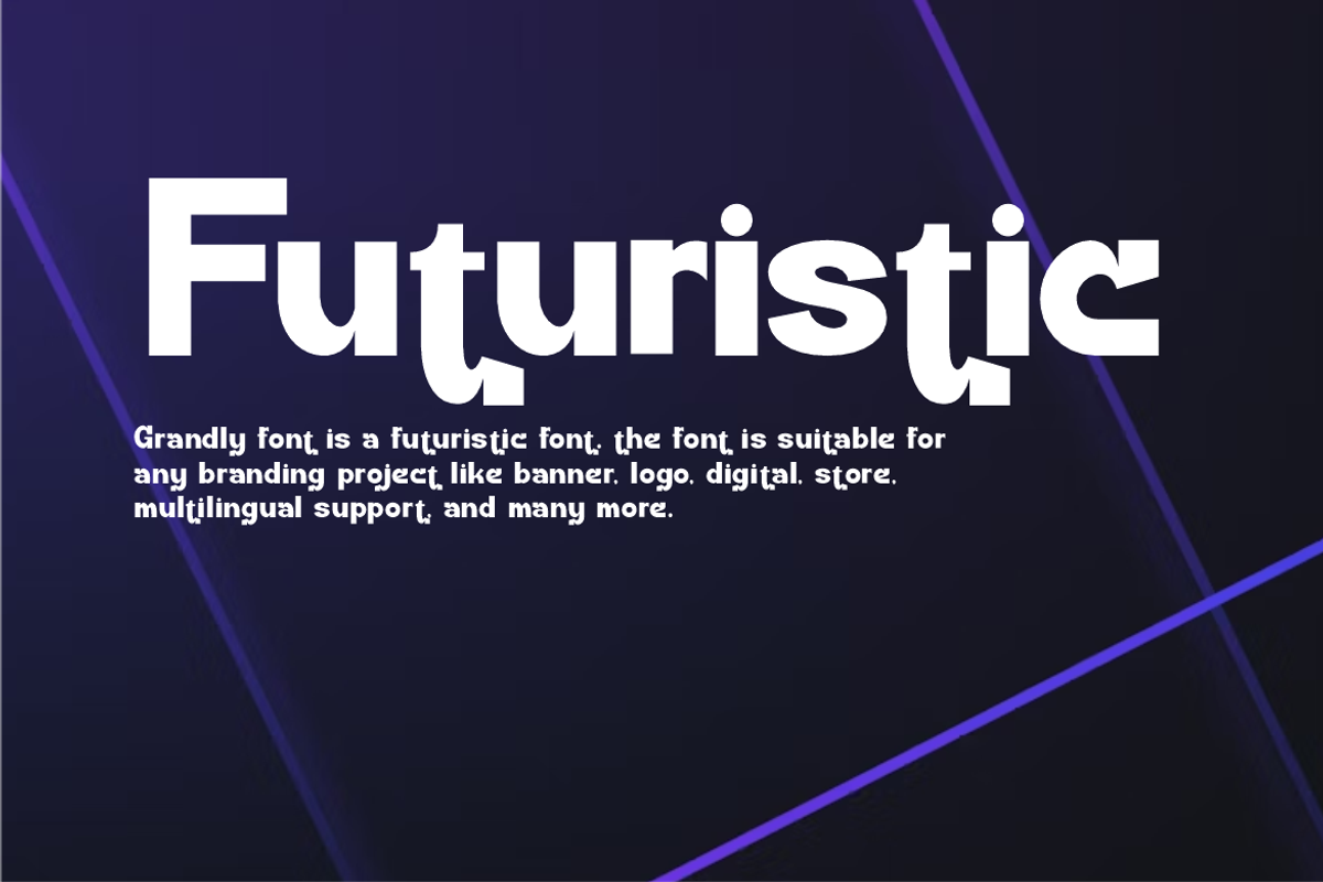 Grandly - Tech Futuristic Font, a Sans Serif Font by QR Design Studio (Photo 3 of 12)