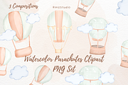 Whimsical Watercolor Parachute PNG, a Decorative Illustration by RimzStudio (Thumbnail 1 of 5)