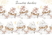 Dreamy Whales Watercolor Clip Art, a Decorative Illustration by Eves_Aquadreams (Thumbnail 3 of 9)