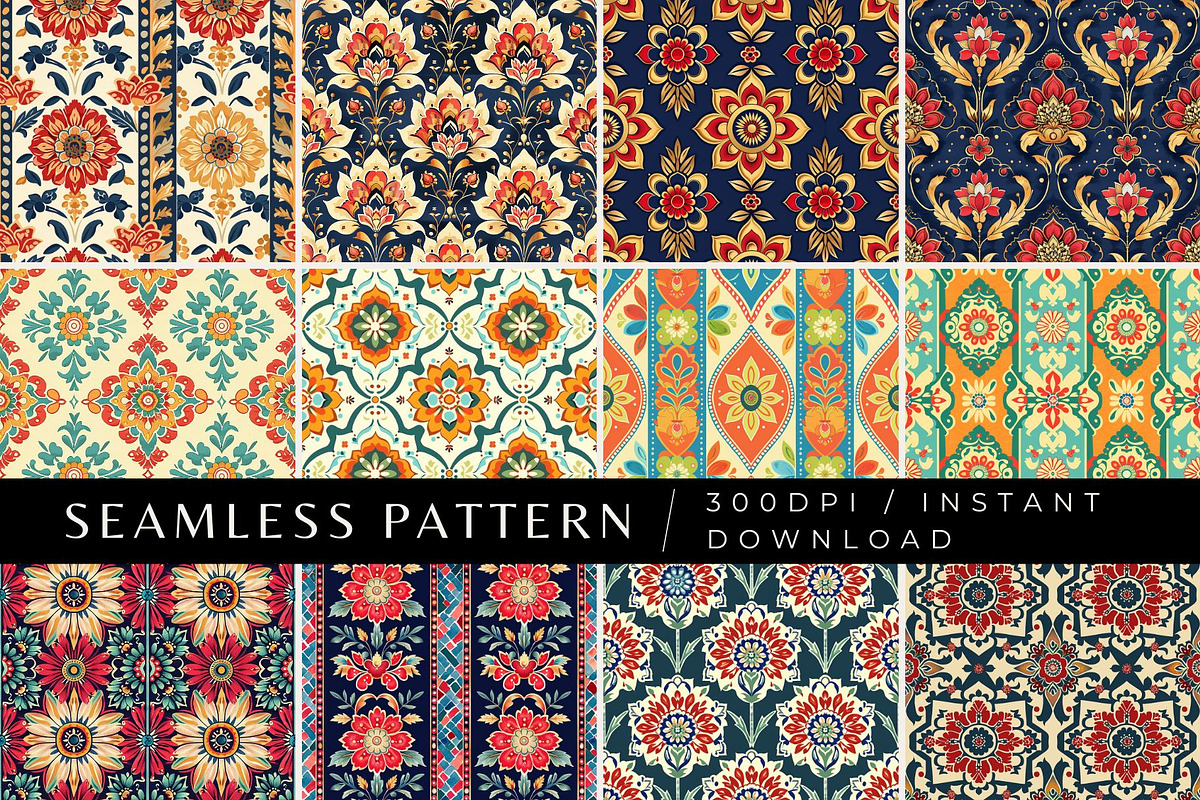 12 Rahul's Radiant Indian Patterns, a Pattern Graphic by Inknfolly (Photo 1 of 7)