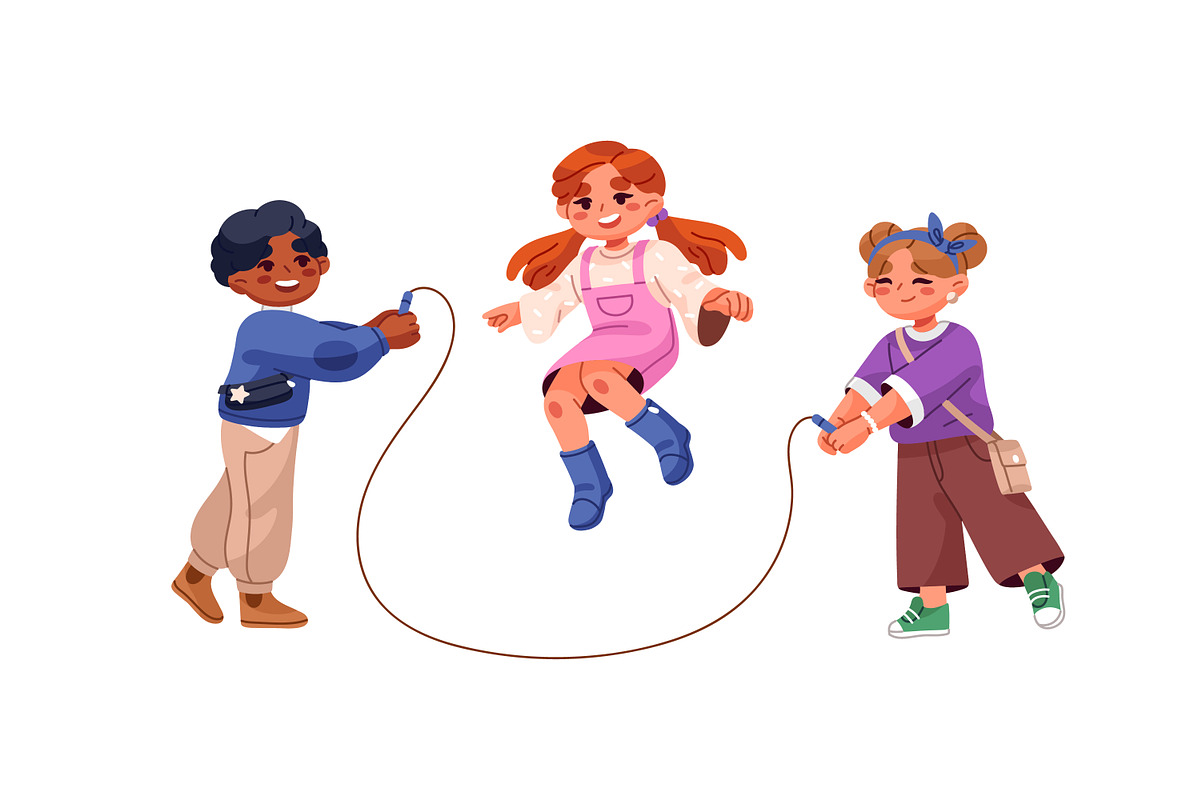 Children are jumping rope set, a Person Illustration by PaperTrident (Photo 2 of 4)