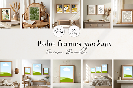 50 Boho Frames Canva Mockup Bundle, a Household Mockup by Matisse Studio