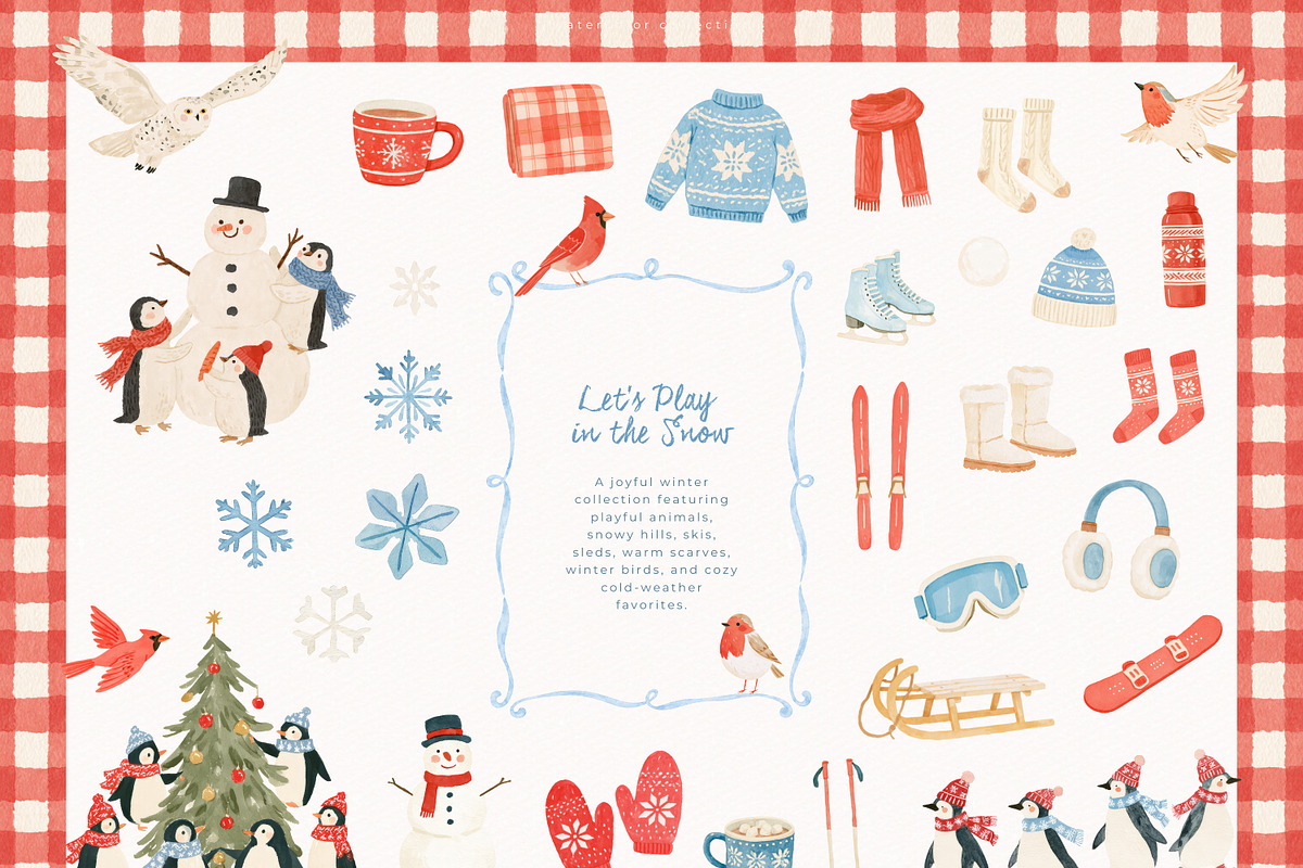 Let's Play In The Snow Collection, an Animal Illustration by PeDe Designs (Photo 5 of 9)