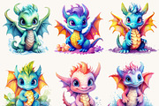 Colorful Baby Dragon Clipart Png, an Animal Illustration by BusyDaydesign (Thumbnail 2 of 9)