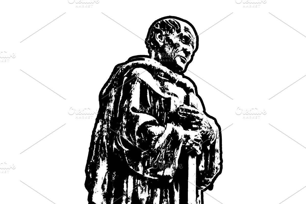 Religious man holding a cross illustration, a Person Illustration by DanFLCreativo