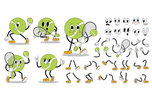 Tennis ball groovy character. Funny, a Sport Illustration by Valerie Bodnar