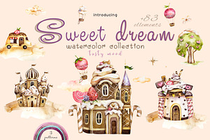 Sweet Dreams. Holiday Watercolor Set