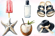 Watercolor Hello Summer Clipart PNG, a Seasonal Illustration by Canvas Craft (Thumbnail 4 of 4)