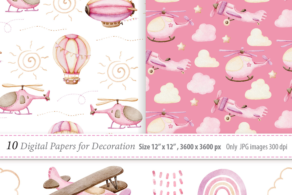 Watercolor Air Transport Clipart, a Transportation Illustration by TitaLivingArt (Photo 9 of 10)
