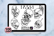 100 procreate skull stamps, a Brush Add-On by Arts For Peace (Thumbnail 8 of 10)