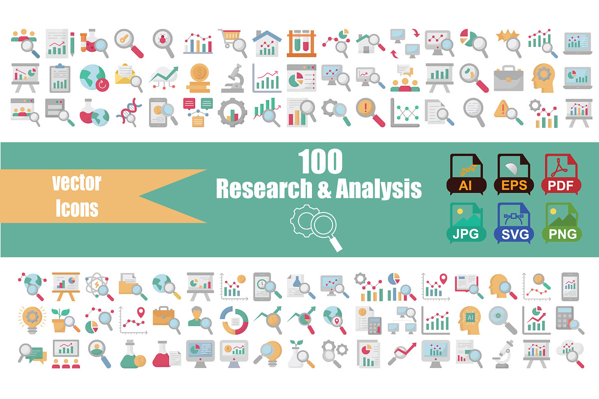 Research & Analysis Icon Pack, an Outline Icon by Vector Portal (Photo 1 of 5)