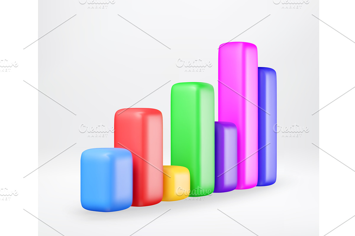 Colorful 3d bar chart showing growth, a Finance Illustration by Abscent