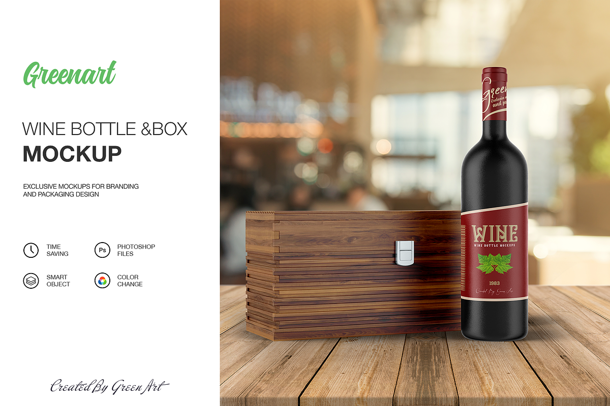 Wine Bottle Width Box, a Product Mockup by Green Art (Photo 1 of 8)