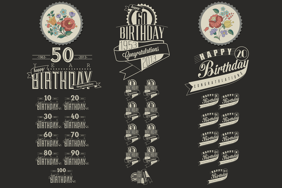 Birthday greeting card collection, an Invitation Template by Vector Maker