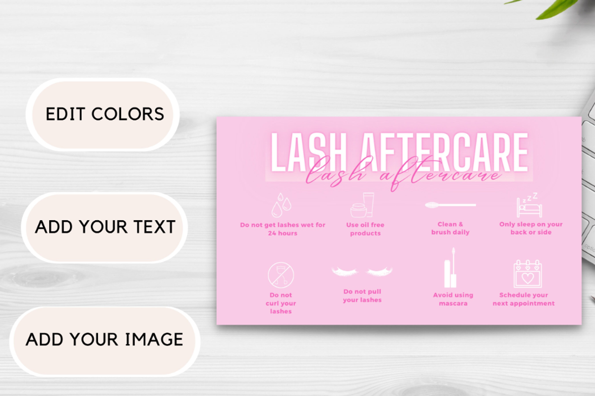 Lash Aftercare Card Template, a Card Template by YasdeyDesigns (Photo 8 of 8)