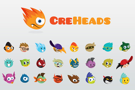 CreHeads - Fun Creature Heads Logo