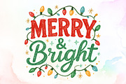 Merry and Bright Png Christmas Png, an Illustration by Sublimation Artist (Thumbnail 1 of 9)