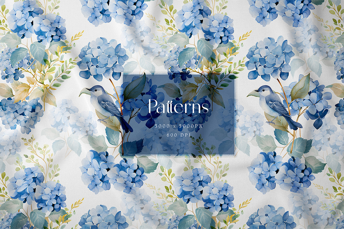 Watercolor blue hydrangea clipart, a Seasonal Illustration by MariGraphic boutique (Photo 8 of 8)