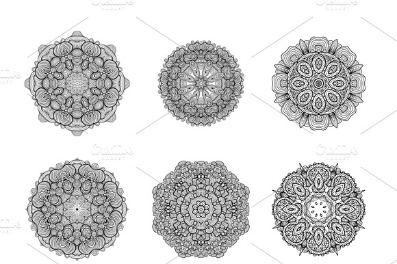 Vector round ornaments set preview 2