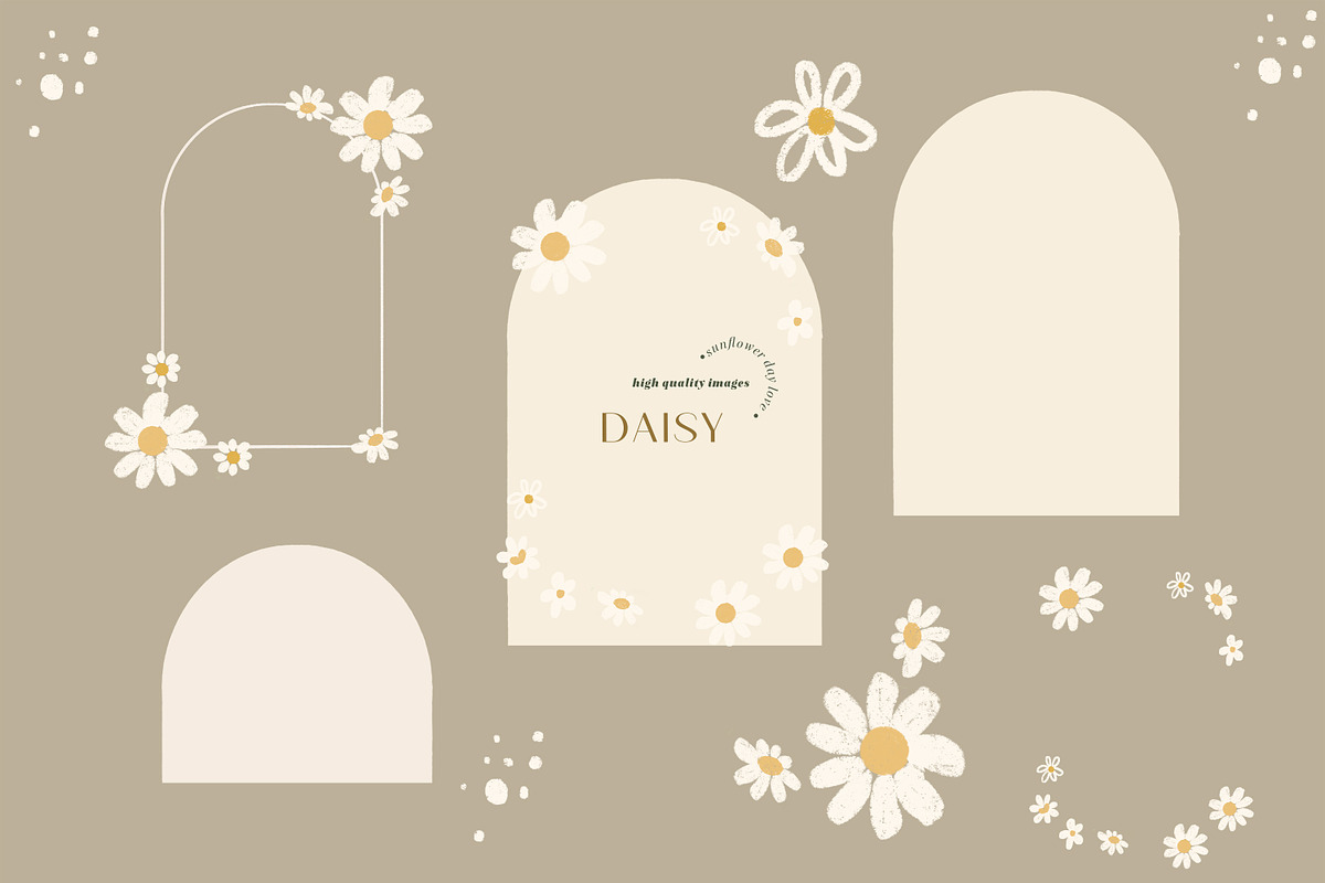 Boho Daisies watercolor Clipart, an Illustration by Sunflower Day Love (Photo 3 of 5)