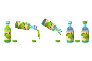 Cartoon apple juice bottle, a Food Illustration by art PVP - market