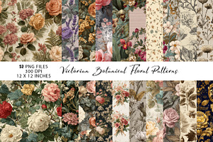 Victorian Botanical Floral Patterns, a Pattern Graphic by CreationArt