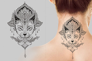 Mandala Cat. 2 Vector Tattoo Designs