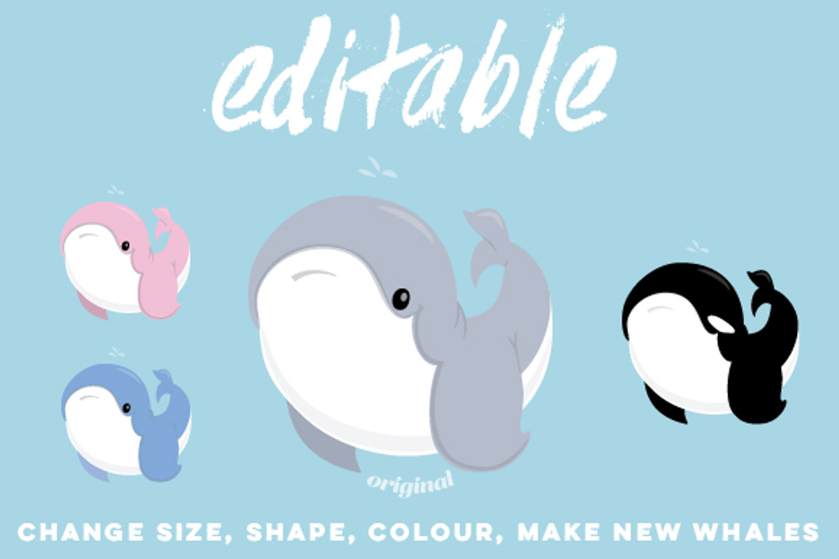 Hand-Drawn Whale Vector Cartoon, an Illustration by Rainy City Press (Photo 2 of 3)