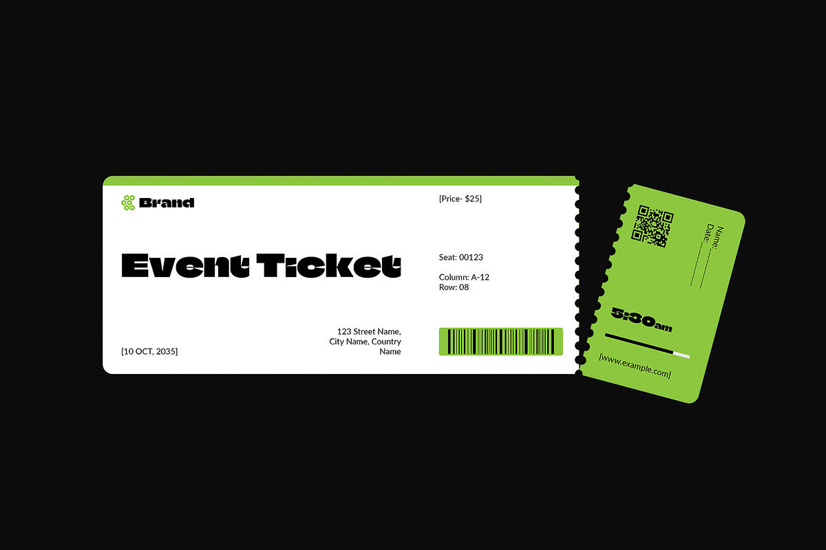 Event Ticket Layout Design Template, a Stationery Template by DesignCrest (Photo 7 of 11)