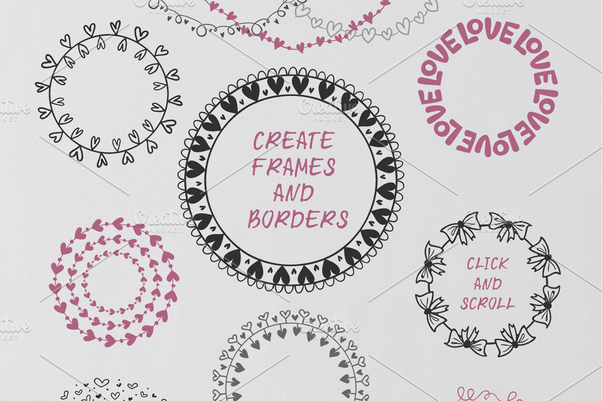 60 Hand Drawn Romantic Pattern Brush, a Brush Add-On by Mallinka (Photo 6 of 12)