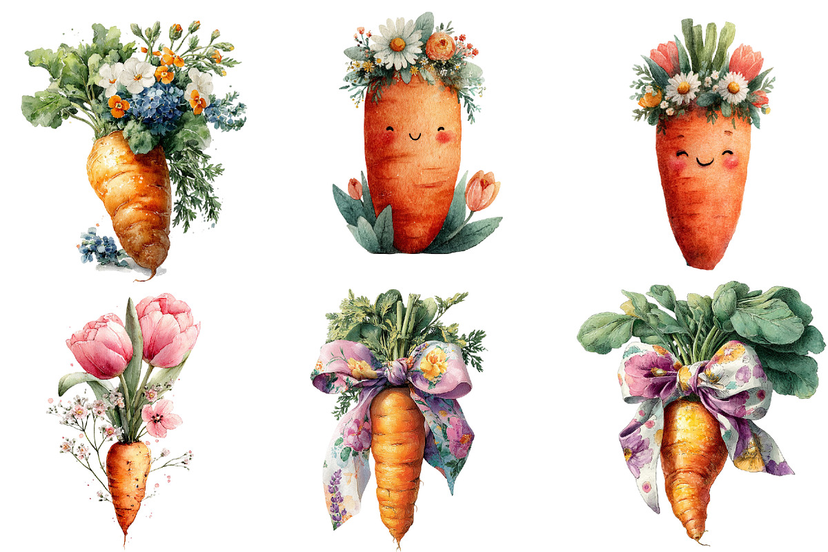 Easter spring carrot clipart, an Illustration by Designworld (Photo 3 of 5)