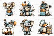 Birthday Animals Clipart, an Illustration by Craft Nest (Thumbnail 4 of 6)