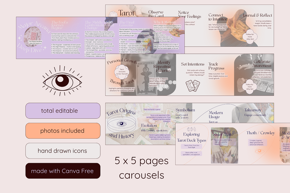 Tarot Reader Instagram Carousal Pack, a Social Media Template by Mochi Atelier (Photo 5 of 10)