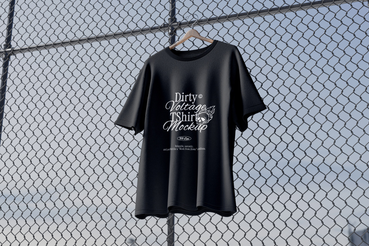 TShirt Mockup on Fence, a Shirt Mockup by Budogol Studio (Photo 4 of 5)