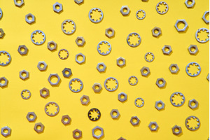 Mixed washers and nuts pattern over, an Industrial Photo by Gladkov photography