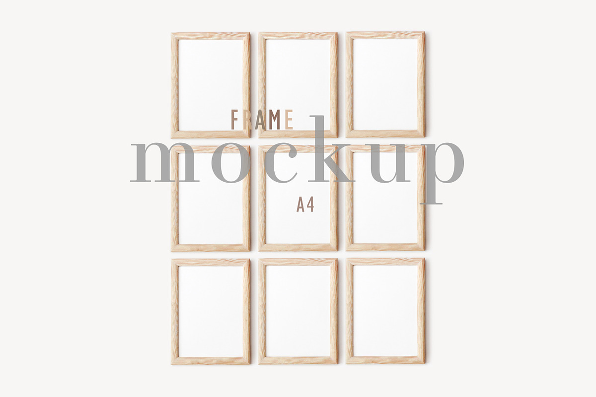Set of 9 Frame Mockup Gallery Wall, a Print Template by BirdieFrames (Photo 1 of 3)