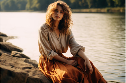 Fashionable young woman sitting on, a Person Photo by Ylivdesign
