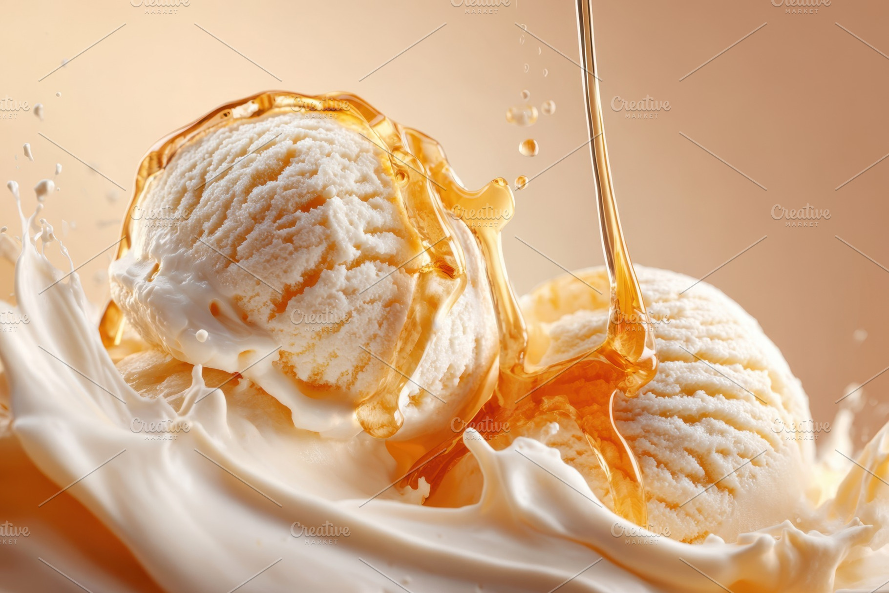 Vanilla ice cream with caramel sauce, a Food & Drink Photo by AlyaAnd